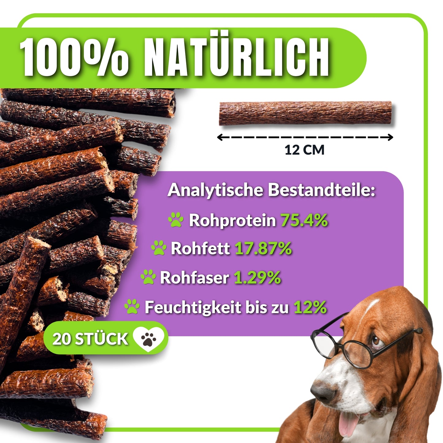 Hundezigarren 20 Stück (12cm)