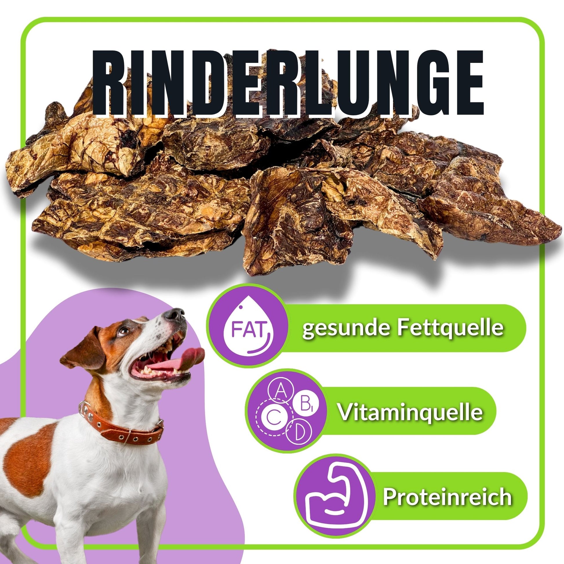 Getrocknete Rinderlunge, proteinreicher und gesunder Hundesnack.